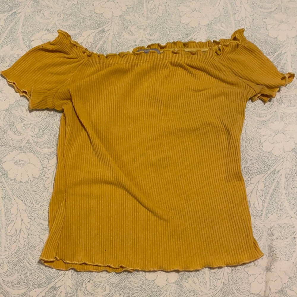 Charlotte Russe Mustard Yellow Ruffle Crop Top